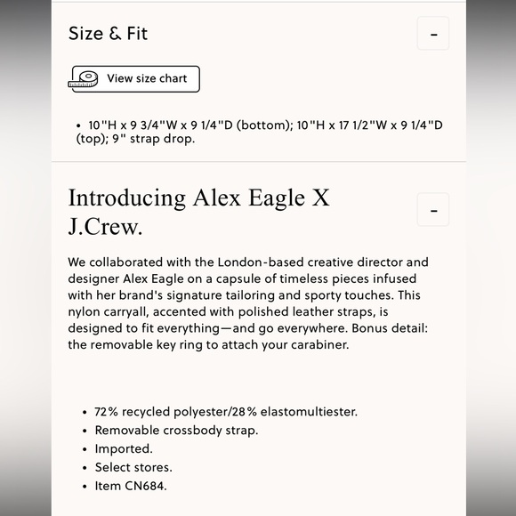 NEW Alex Eagle X J.Crew nylon bag CN684 $228 shoulder bag crossbody timeless - Picture 3 of 14
